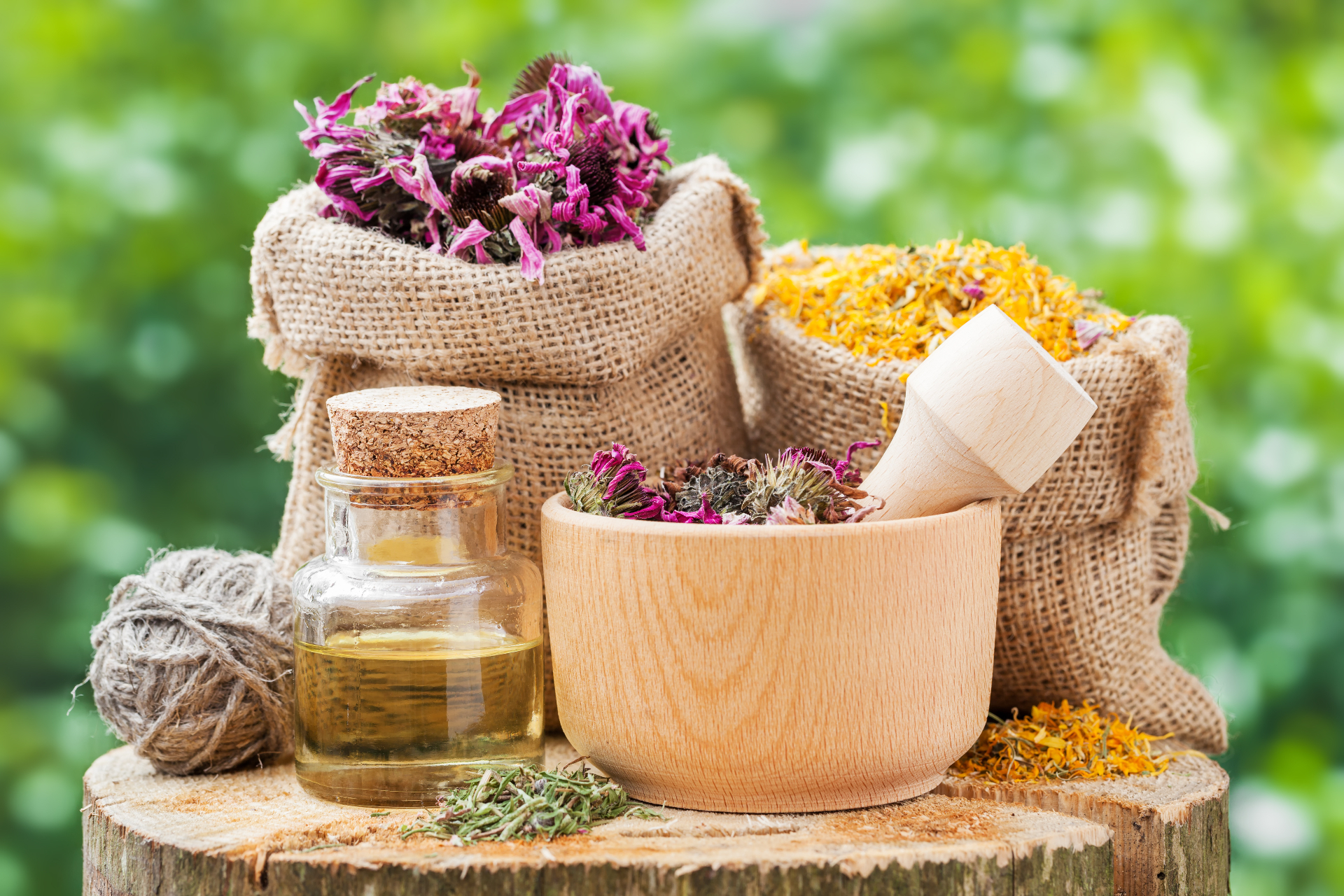 Plantes médicinales et huile naturelle